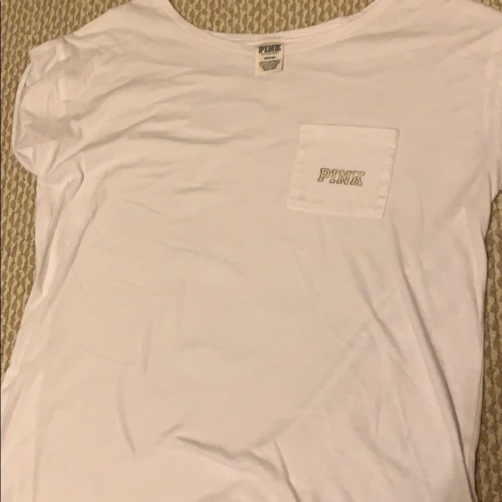 Victoria’s Secret PINK White Tee with Gold